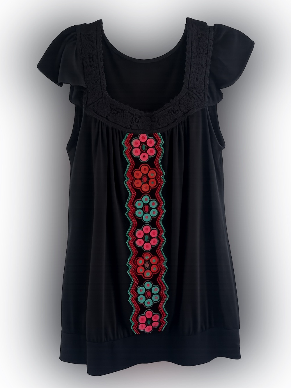 L8teR Blue Ruffled Cap Sleeve Blouse